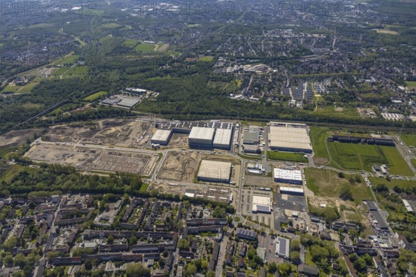 Aerial view, Schalker Verein, Gelsenkirchen-Bulmke-Hüllen, Gelsenkirchen, Ruhr area, North Rhine-Westphalia, Germany, DE, Europe, birds-eyes view, aerial photography, aerial photography, overview, bird's-eye view, commercial sites, commercial areas