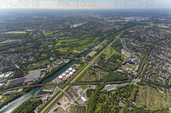 Aerial view, industrial park Nordstern, Nordsternpark, Heßler, Gelsenkirchen, Ruhr area, North Rhine-Westphalia, Germany, DE, Europe, birds-eyes view, aerial photography, aerial photography, overview, bird's eye view, commercial sites, commercial areas