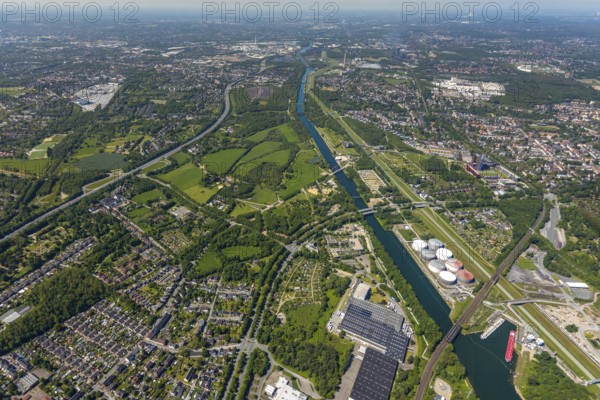 Aerial view, industrial park Nordstern, Nordsternpark, Heßler, Gelsenkirchen, Ruhr area, North Rhine-Westphalia, Germany, DE, Europe, birds-eyes view, aerial photography, aerial photography, overview, bird's eye view, commercial sites, commercial areas