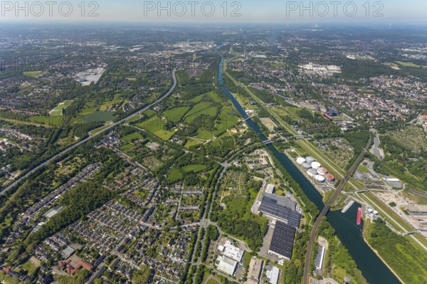Aerial view, industrial park Nordstern, Nordsternpark, Heßler, Gelsenkirchen, Ruhr area, North Rhine-Westphalia, Germany, DE, Europe, birds-eyes view, aerial photography, aerial photography, overview, bird's eye view, commercial sites, commercial areas