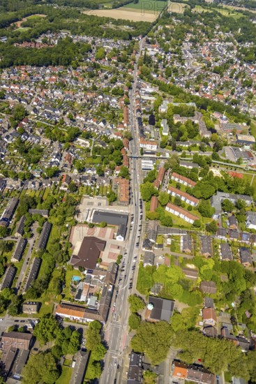 Aerial view, local supply centre Hassel Polsumer Straße retail centre, Hassel, Gelsenkirchen, Ruhr area, North Rhine-Westphalia, Germany, DE, Europe, birds-eyes view, aerial photograph, aerial photography, aerial photography, overview, bird's-eye view
