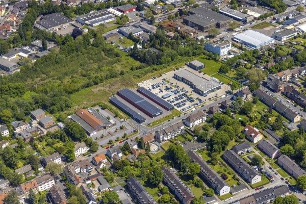 Aerial view, secondary centre Resse, Ewaldstraße, retail centre, Resse, Gelsenkirchen, Ruhr area, North Rhine-Westphalia, Germany, DE, Europe, birds-eyes view, aerial photograph, aerial photography, aerial photography, overview, overview, bird's eye view, retail centres of the city of Gelsenkirchen, shopping street, district