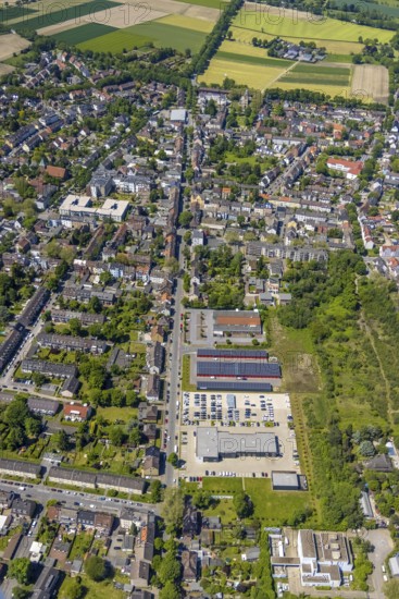 Aerial view, secondary centre Resse, Ewaldstraße, retail centre, Resse, Gelsenkirchen, Ruhr area, North Rhine-Westphalia, Germany, DE, Europe, birds-eyes view, aerial photograph, aerial photography, aerial photography, overview, overview, bird's eye view, retail centres of the city of Gelsenkirchen, shopping street, district