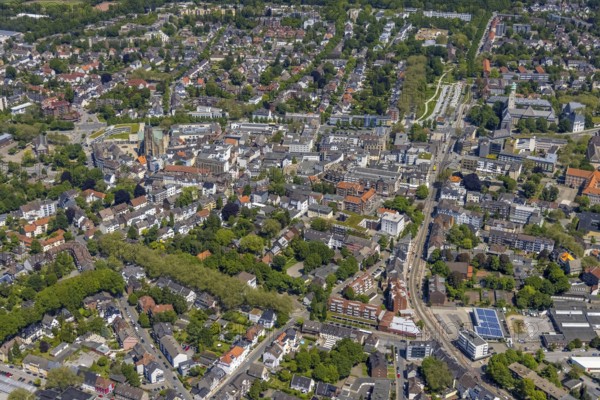 Aerial view, main centre Buer, retail centre, Buer, Gelsenkirchen, Ruhr area, North Rhine-Westphalia, Germany, DE, Europe, birds-eyes view, aerial photography, aerial photography, overview, overview, bird's eye view, retail centres of the city of Gelsenkirchen, shopping street, district