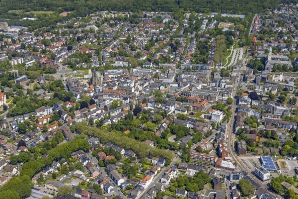 Aerial view, main centre Buer, retail centre, Buer, Gelsenkirchen, Ruhr area, North Rhine-Westphalia, Germany, DE, Europe, birds-eyes view, aerial photography, aerial photography, overview, overview, bird's eye view, retail centres of the city of Gelsenkirchen, shopping street, district