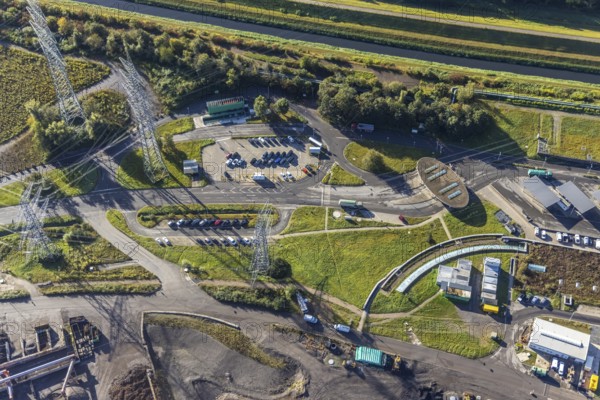 Aerial view, central landfill Emscherbruch in the district Resser Mark in Gelsenkirchen, Ruhr area, North Rhine-Westphalia, Germany, DE, Europe, Gelsenkirchen, aerial view, aerial photography, aerial photography, nature reserve Emscherbruch, overview, bird's-eye view, bird's-eye view, overview