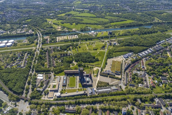 Aerial view, industrial park Nordstern, Nordsternpark, Heßler, Gelsenkirchen, Ruhr area, North Rhine-Westphalia, Germany, DE, Europe, birds-eyes view, aerial photography, aerial photography, overview, bird's eye view, commercial sites, commercial areas