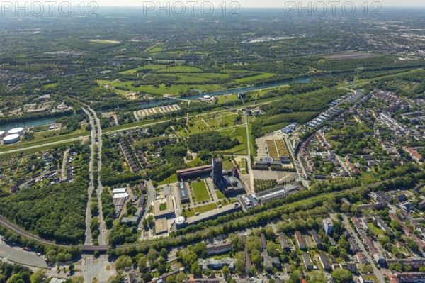 Aerial view, industrial park Nordstern, Nordsternpark, Heßler, Gelsenkirchen, Ruhr area, North Rhine-Westphalia, Germany, DE, Europe, birds-eyes view, aerial photography, aerial photography, overview, bird's eye view, commercial sites, commercial areas