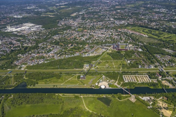 Aerial view, industrial park Nordstern, Nordsternpark, Heßler, Gelsenkirchen, Ruhr area, North Rhine-Westphalia, Germany, DE, Europe, birds-eyes view, aerial photography, aerial photography, overview, bird's eye view, commercial sites, commercial areas