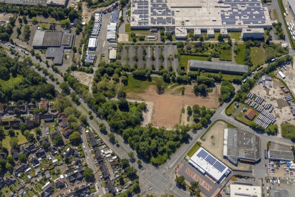 Aerial view, brownfield Emscherstrasse 66 formerly GAFÖG, Bismarck, Gelsenkirchen, Ruhr area, North Rhine-Westphalia, Germany, DE, Europe, birds-eyes view, aerial photography, aerial photography, aerial photography, overview, bird's eye view