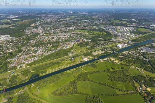 Aerial view, industrial park Nordstern, Nordsternpark, Heßler, Gelsenkirchen, Ruhr area, North Rhine-Westphalia, Germany, DE, Europe, birds-eyes view, aerial photography, aerial photography, overview, bird's eye view, commercial sites, commercial areas