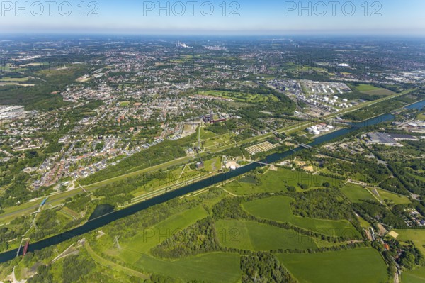 Aerial view, industrial park Nordstern, Nordsternpark, Heßler, Gelsenkirchen, Ruhr area, North Rhine-Westphalia, Germany, DE, Europe, birds-eyes view, aerial photography, aerial photography, overview, bird's eye view, commercial sites, commercial areas