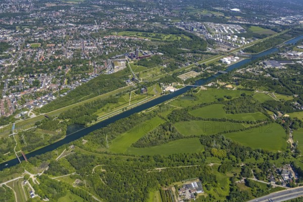 Aerial view, industrial park Nordstern, Nordsternpark, Heßler, Gelsenkirchen, Ruhr area, North Rhine-Westphalia, Germany, DE, Europe, birds-eyes view, aerial photography, aerial photography, overview, bird's eye view, commercial sites, commercial areas