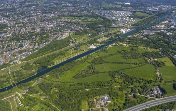 Aerial view, industrial park Nordstern, Nordsternpark, Heßler, Gelsenkirchen, Ruhr area, North Rhine-Westphalia, Germany, DE, Europe, birds-eyes view, aerial photography, aerial photography, overview, bird's eye view, commercial sites, commercial areas
