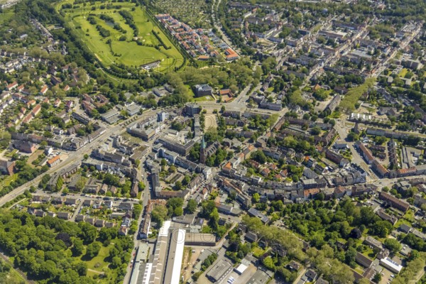 Aerial view, Horst secondary centre, Essener Straße, retail centre, Beckhausen, Gelsenkirchen, Ruhr area, North Rhine-Westphalia, Germany, Gladbeck, DE, Europe, birds-eyes view, aerial photograph, aerial photography, aerial photography, overview, overview, bird's eye view, retail centres of the city of Gelsenkirchen, shopping street, district
