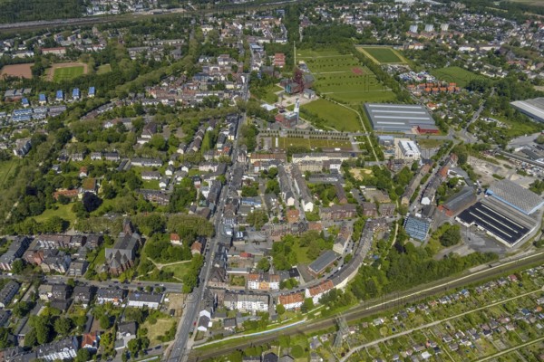Aerial view, Bismarck shopping centre, Bismarckstraße Nord/Consol, retail centre, Gelsenkirchen-Bulmke-Hüllen, Gelsenkirchen, Ruhr area, North Rhine-Westphalia, Germany, DE, Europe, birds-eyes view, aerial view, aerial photography, aerial photography, overview, overview, bird's eye view, retail centres of the city of Gelsenkirchen, shopping street, district
