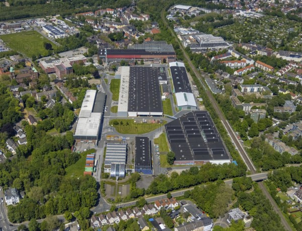 Aerial view, commercial area Pilkington Deutschland AG, Rotthausen, Gelsenkirchen, Ruhr area, North Rhine-Westphalia, Germany, DE, Europe, commercial enterprises, commercial area, commercial site, commercial use, industrial area, industrial site, aerial photograph, aerial photography, aerial photography, overview, bird's-eye view, overview