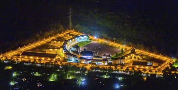 Aerial view, Gelsenkirchen Prison, Feldmark Prison, Gelsenkirchen, Ruhr area, North Rhine-Westphalia, Germany