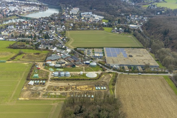 Aerial photograph, Im Brahm Recycling waste disposal company, Kettwig, Essen, Ruhr area, North Rhine-Westphalia, Germany, DE, waste disposal company, Europe, Landsberger Straße, aerial photograph, aerial photography, aerial photography, overview, bird's-eye view, overview