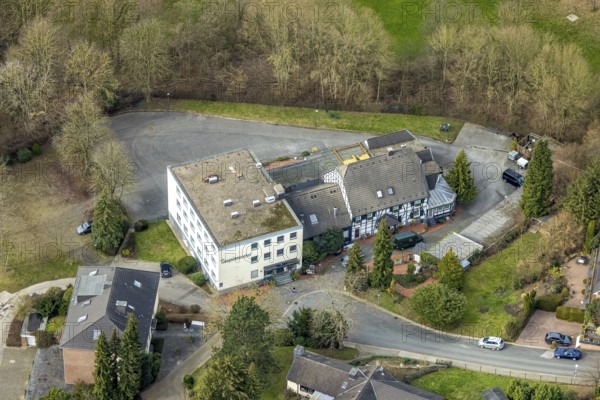 Aerial photo, Hotel Sengelmannshof, Kettwig, Essen, Ruhr area, North Rhine-Westphalia, Germany, DE, Europe, gastronomy, hotel, hotel facilities, hotel business, aerial photography, aerial photography, Sengelmannsweg, overview, bird's-eye view, birds-eyes view, overview