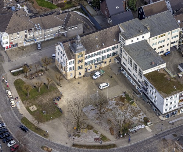 Aerial view, town hall Kettwig, Bürgermeister-Fiedler-Platz, Kettwig, Essen, Ruhr area, North Rhine-Westphalia, Germany, authority, DE, Europe, aerial view, aerial photography, aerial photography, town hall, overview, bird's-eye view, overview