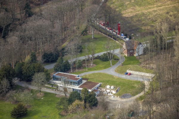 Aerial view, building at Haraldstraße in Kruppwald, Essen-Bredeney, Essen, Ruhr area, North Rhine-Westphalia, Germany, DE, Europe, aerial view, aerial photography, aerial photography, overview, bird's-eye view, birds-eyes view, overview