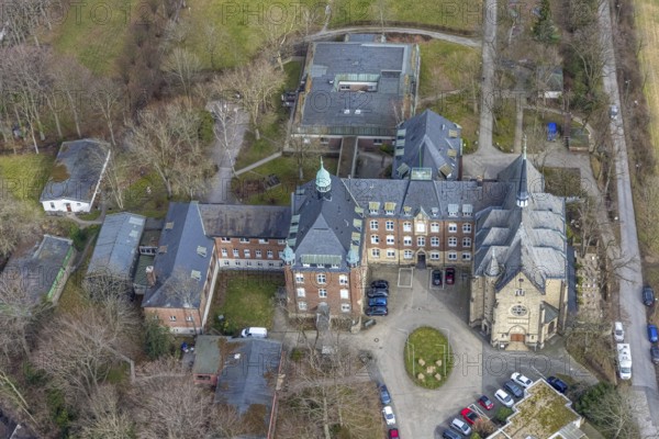 Aerial view, Fachklinik Kamillushaus Heidhausen, Essen-Heidhausen, Essen, Ruhr area, North Rhine-Westphalia, Germany, DE, Europe, healthcare, hospital, clinic, clinic centre, hospital, aerial view, aerial photography, aerial photography, medical facility, medical assistance, emergency service, overview, bird's-eye view, overview, medical care