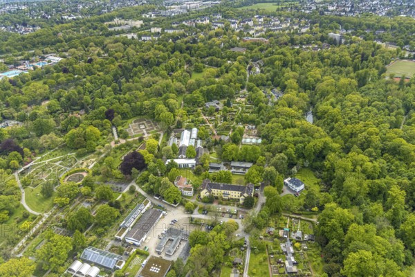 Aerial view, Grugapark, Botanical Garden of the University of Duisburg / Essen, Horticultural Centre in Grugapark of the Chamber of Agriculture of North Rhine-Westphalia, Rose Garden, Essen-Rüttenscheid, Essen, Ruhr area, North Rhine-Westphalia, Germany, Botanical Garden, DE, Europe, garden, aerial view, aerial photography, aerial photography, overview, bird's-eye view, overview, Horticultural Training Centre Essen of the Chamber of Agriculture of North Rhine-Westphalia