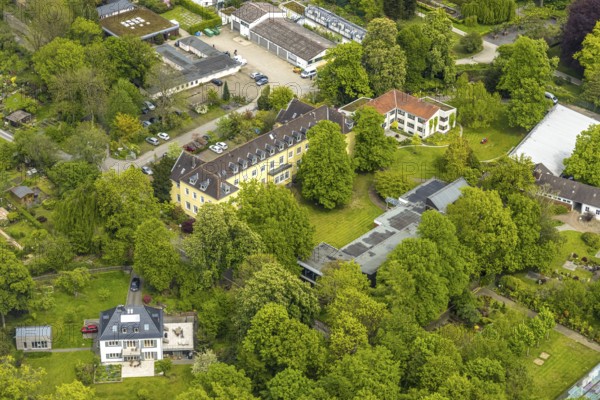 Aerial view, Grugapark, Botanical Garden of the University of Duisburg / Essen, Horticultural Centre in Grugapark of the Chamber of Agriculture of North Rhine-Westphalia, Rose Garden, Essen-Rüttenscheid, Essen, Ruhr area, North Rhine-Westphalia, Germany, Botanical Garden, DE, Europe, garden, aerial view, aerial photography, aerial photography, overview, bird's-eye view, overview, Horticultural Training Centre Essen of the Chamber of Agriculture of North Rhine-Westphalia