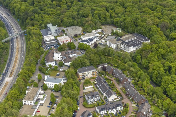 Aerial view, commercial area Heinrich-Held-Straße, Essen-Rüttenscheid, Essen, Ruhr area, North Rhine-Westphalia, Germany, DE, Europe, commercial enterprises, commercial area, commercial area, commercial location, commercial use, industrial area, industrial location, aerial photograph, aerial photography, aerial photography, overview, bird's-eye view, bird's-eye view, overview