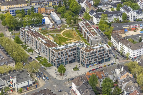 Aerial view, Holsterhauser Platz residential and commercial buildings, Essen-Holsterhausen, Essen, Ruhr area, North Rhine-Westphalia, Germany, DE, Europe, commercial buildings, property tax, real estate, aerial photography, aerial photography, aerial view, overview, bird's eye view, residential buildings, birds-eyes view, overview