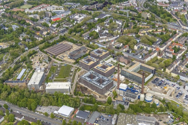 Aerial view, construction site at RWE Campus, Nordviertel, Essen, Ruhr area, North Rhine-Westphalia, Germany, DE, Europe, aerial view, aerial photography, aerial photography, overview, bird's-eye view, overview
