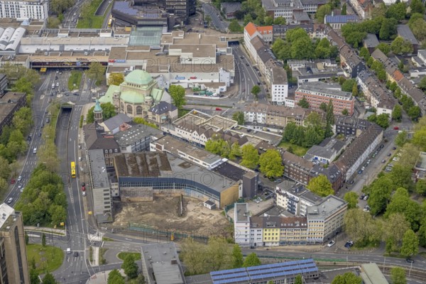 Aerial view, cultural centre Old Synagogue, city centre, Essen, Ruhr area, North Rhine-Westphalia, Germany, DE, Europe, Judaism, culture, art, aerial view, aerial photography, aerial photography, overview, bird's-eye view, Jewish culture, cultural use, overview
