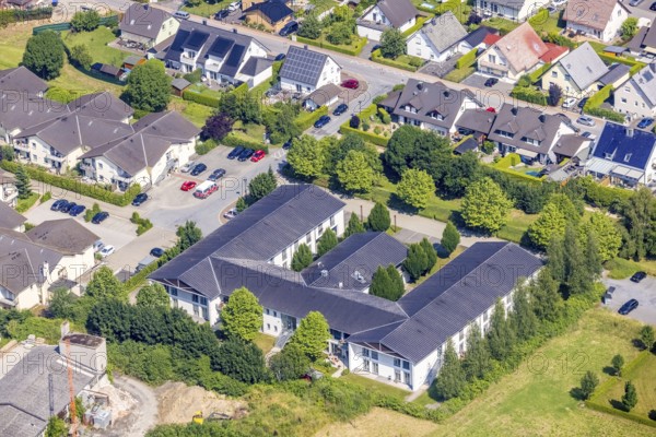 Aerial view, PROVITA residential and care centre Ense, Bremen, Ense, Sauerland, North Rhine-Westphalia, Germany, DE, Europe, aerial view, aerial photography, aerial photography, nursing care, nursing service, nursing facility, nursing home, overview, bird's eye view, living and life, birds-eyes view, overview