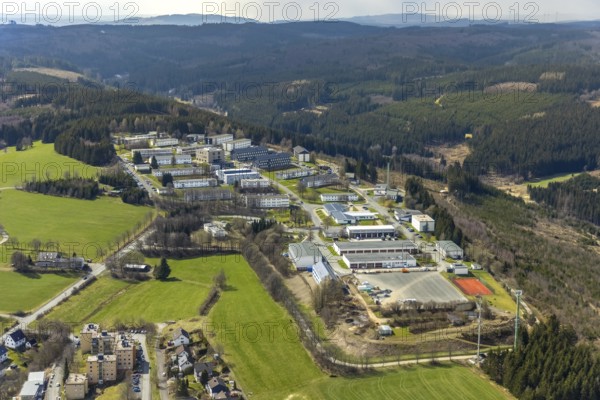 Aerial photo, Hachenberg barracks, Erndtebrück, Siegerland, North Rhine-Westphalia, Germany, DE, Europe, Grimbachstraße, barracks, aerial photo, aerial photography, aerial photography, overview, bird's-eye view, overview