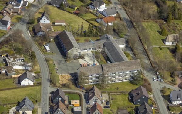Aerial photo, secondary school, Erndtebrück, Siegerland, North Rhine-Westphalia, Germany, education, educational institution, DE, Europe, educational institute, aerial photo, aerial photography, aerial photography, school, overview, bird's-eye view, birds-eyes view, overview