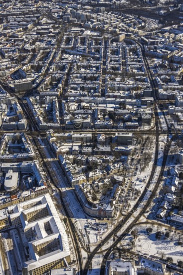 Aerial view, residential area Zweigertstraße, Martinstraße, Rüttenscheider Stern, Essen-Holsterhausen, Essen, Ruhr area, North Rhine-Westphalia, Germany, City, DE, Europe, property tax, real estate, aerial view, aerial photography, aerial photography, aerial view, snow, townscape, urban area, overview, bird's-eye view, winter, residential complex, living and life, residential area, residential buildings, residential neighbourhood, birds-eyes view, overview