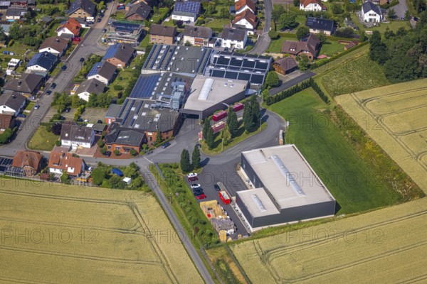 Aerial view, company premises Severin Holz und Kunststoff GmbH in Waltringen, Ense, Sauerland, North Rhine-Westphalia, Germany, DE, Europe, aerial view, aerial photography, aerial photography, overview, bird's-eye view, overview
