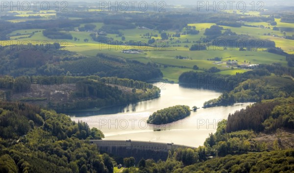 Aerial view, Ennepetalsperre in the district Altenbreckerfeld in Breckerfeld, Ruhr area, North Rhine-Westphalia, Germany, Breckerfeld, DE, Europe, aerial view, aerial photography, aerial photography, dam, overview, bird's-eye view, overview