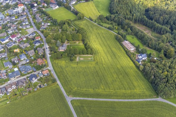 Aerial view, cemetery Rüggeberg in the district Rüggeberg in Ennepetal, Ruhr area, North Rhine-Westphalia, Germany, DE, Ennepetal, Europe, cemetery, memorial, Gottesacker, graves, burial ground, aerial photograph, aerial photography, aerial photography, resting place, overview, bird's-eye view, overview