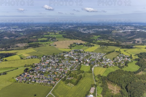 Aerial view, aerial view district Rüggeberg in Ennepetal, Ruhr area, North Rhine-Westphalia, Germany, DE, Ennepetal, Europe, property tax, real estate, aerial view, aerial photography, aerial photography, overview, bird's eye view, residential complex, living and living, residential area, residential buildings, quality of life, birds-eyes view, overview