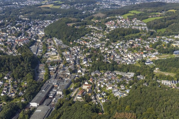 Aerial view, Bharat Forge CDP GmbH factory premises and local view in the district Altenvoerde in Ennepetal, Ruhr area, North Rhine-Westphalia, Germany, DE, Ennepetal, Europe, commercial enterprises, commercial area, commercial area, commercial location, commercial use, industrial area, industrial building, industrial location, aerial photograph, aerial photography, aerial photography, overview, bird's-eye view, birds-eyes view, overview