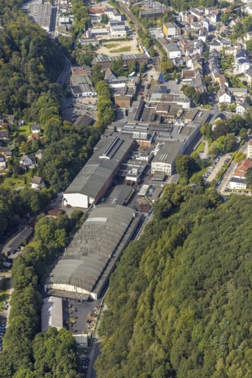 Aerial view, Bharat Forge CDP GmbH factory premises in the Altenvoerde district of Ennepetal, Ruhr area, North Rhine-Westphalia, Germany, DE, Ennepetal, Europe, commercial enterprises, commercial area, commercial site, commercial use, industrial area, industrial building, industrial site, aerial photograph, aerial photography, aerial photography, overview, bird's-eye view, bird's-eye view, overview