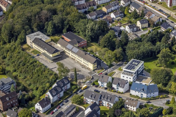 Aerial view, secondary school Ennepetal and new building An der Voerde in the district Voerde in Ennepetal, Ruhr area, North Rhine-Westphalia, Germany, education, educational institution, DE, Ennepetal, Europe, educational institute, aerial view, aerial photography, aerial photography, new building, school, overview, bird's-eye view, overview