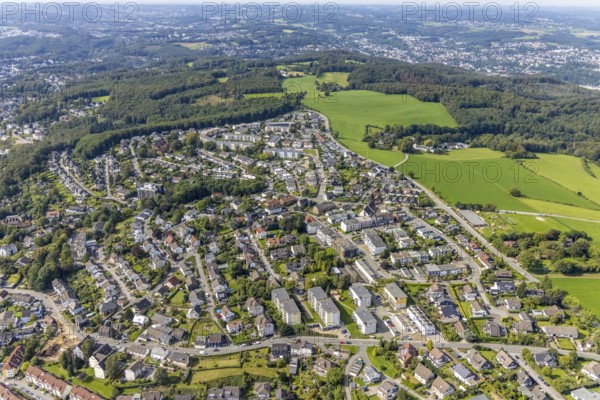 Aerial view, local view in the district Voerde in Ennepetal, Ruhr area, North Rhine-Westphalia, Germany, DE, Ennepetal, Europe, property tax, real estate, aerial view, aerial photography, aerial photography, overview, bird's eye view, living and life, residential area, residential buildings, quality of life, birds-eyes view, overview