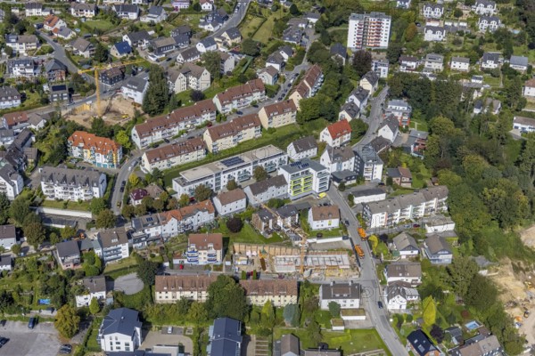 Aerial view, local view in the district Voerde in Ennepetal, Ruhr area, North Rhine-Westphalia, Germany, DE, Ennepetal, Europe, property tax, real estate, aerial view, aerial photography, aerial photography, overview, bird's-eye view, housing estate, living and living, residential area, residential buildings, quality of living, residential neighbourhood, housing estate, birds-eyes view, overview