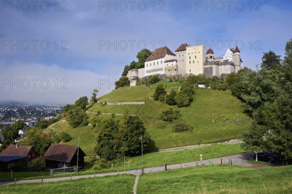 Castle of the Habsburgs, Kyburgers on an almost circular Molasse hill, Lenzburg, Canton Aargau, Switzerland