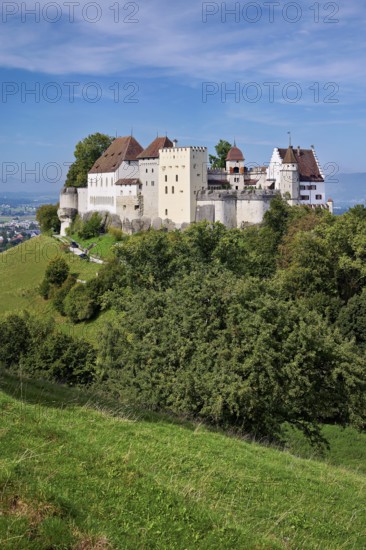 Castle of the Habsburgs, Kyburgers on an almost circular Molasse hill, Lenzburg, Canton Aargau, Switzerland