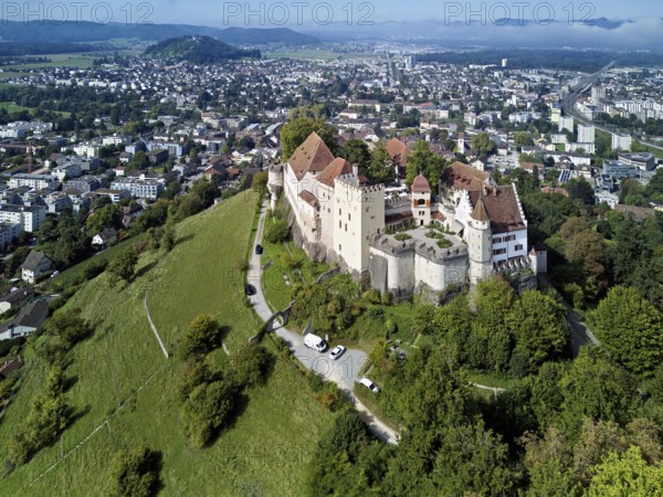 Castle of the Habsburgs, Kyburgers on an almost circular Molasse hill, Lenzburg, Canton Aargau, Switzerland