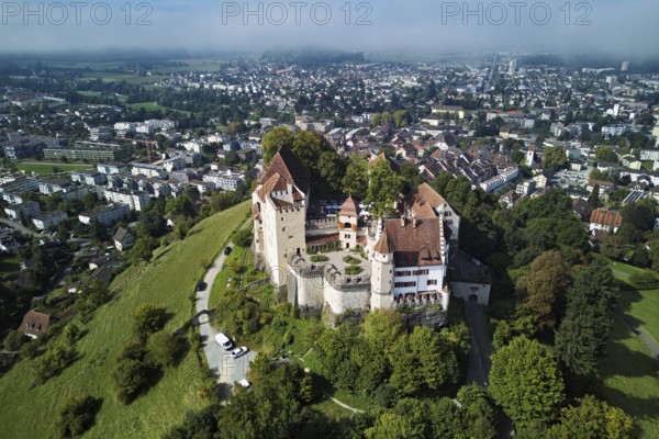 Castle of the Habsburgs, Kyburgers on an almost circular Molasse hill, Lenzburg, Canton Aargau, Switzerland